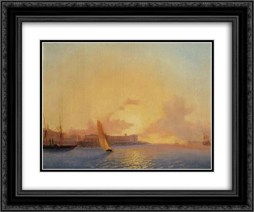 Sevastopol 24x20 Black Ornate Wood Framed Art Print Poster with Double Matting by Aivazovsky, Ivan