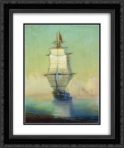 Ship 20x24 Black Ornate Wood Framed Art Print Poster with Double Matting by Aivazovsky, Ivan