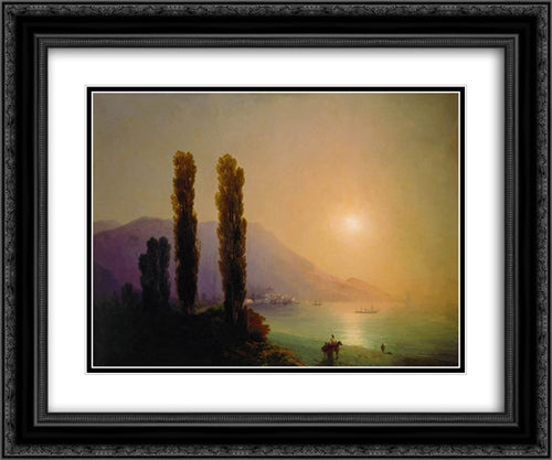 Sunrise on the coast of Yalta 24x20 Black Ornate Wood Framed Art Print Poster with Double Matting by Aivazovsky, Ivan