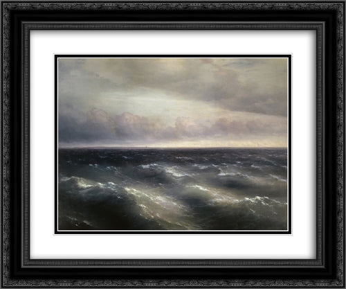 The Black Sea 24x20 Black Ornate Wood Framed Art Print Poster with Double Matting by Aivazovsky, Ivan