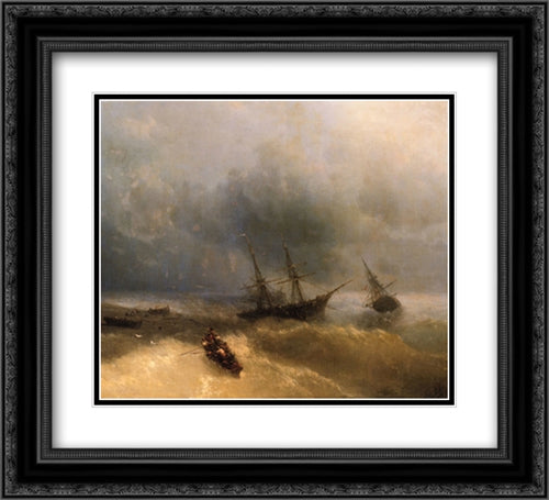 The Shipwreck 22x20 Black Ornate Wood Framed Art Print Poster with Double Matting by Aivazovsky, Ivan