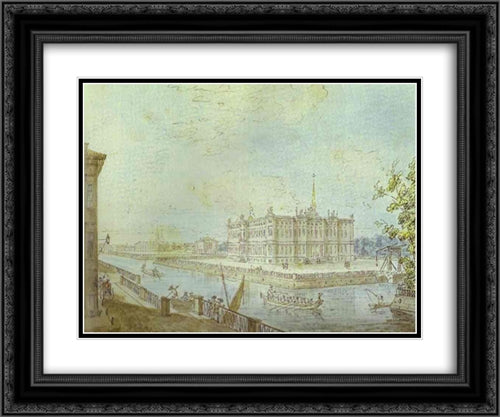 View of Saint Michael's Castle 24x20 Black Ornate Wood Framed Art Print Poster with Double Matting by Alekseyev, Fyodor