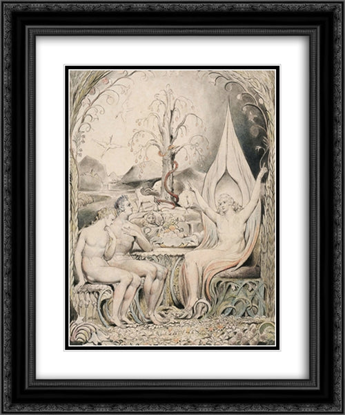 Illustration to Milton`s Paradise Lost 20x24 Black Ornate Wood Framed Art Print Poster with Double Matting by Blake, William