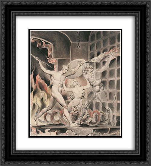 Illustration to Milton`s Paradise Lost 20x22 Black Ornate Wood Framed Art Print Poster with Double Matting by Blake, William