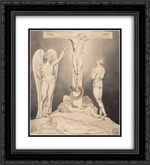 Illustration to Milton`s Paradise Lost 20x22 Black Ornate Wood Framed Art Print Poster with Double Matting by Blake, William