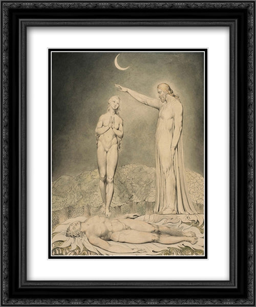 Illustration to Milton`s Paradise Lost 20x24 Black Ornate Wood Framed Art Print Poster with Double Matting by Blake, William