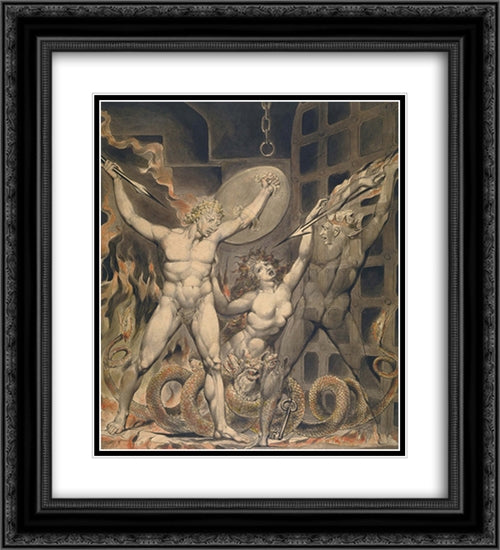 Illustration to Milton`s Paradise Lost 20x22 Black Ornate Wood Framed Art Print Poster with Double Matting by Blake, William