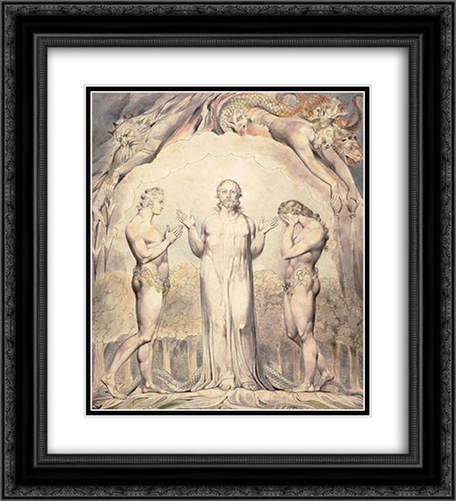 Illustration to Milton`s Paradise Lost 20x22 Black Ornate Wood Framed Art Print Poster with Double Matting by Blake, William