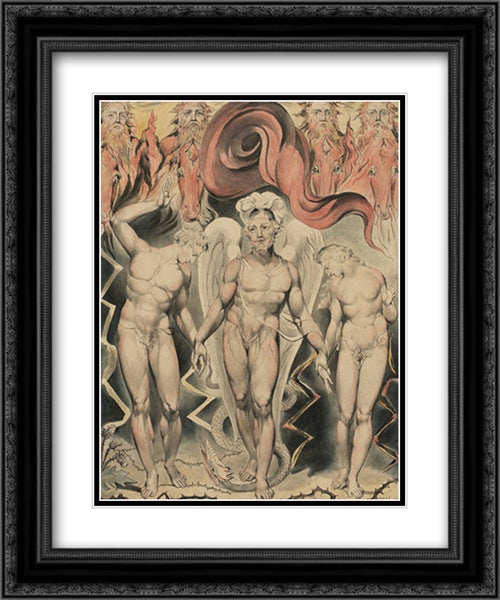 Illustration to Milton`s Paradise Lost 20x24 Black Ornate Wood Framed Art Print Poster with Double Matting by Blake, William