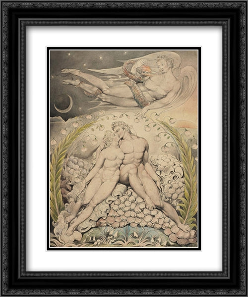 Illustration to Milton`s Paradise Lost 20x24 Black Ornate Wood Framed Art Print Poster with Double Matting by Blake, William