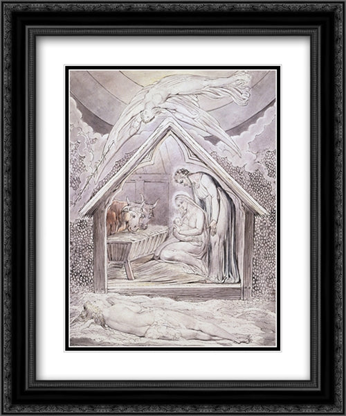 Illustration to Milton`s On the Morning of Christ`s Nativity 20x24 Black Ornate Wood Framed Art Print Poster with Double Matting by Blake, William