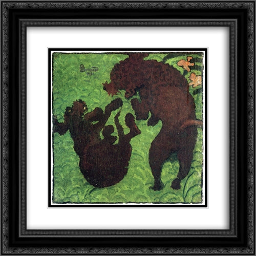 Two Poodles 20x20 Black Ornate Wood Framed Art Print Poster with Double Matting by Bonnard, Pierre