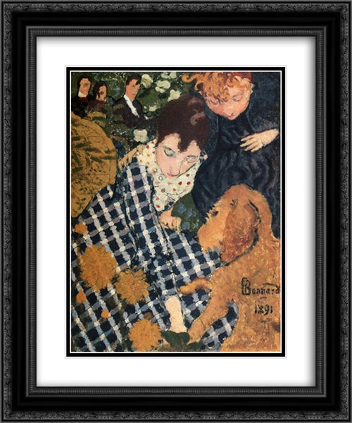 Woman with Dog 20x24 Black Ornate Wood Framed Art Print Poster with Double Matting by Bonnard, Pierre