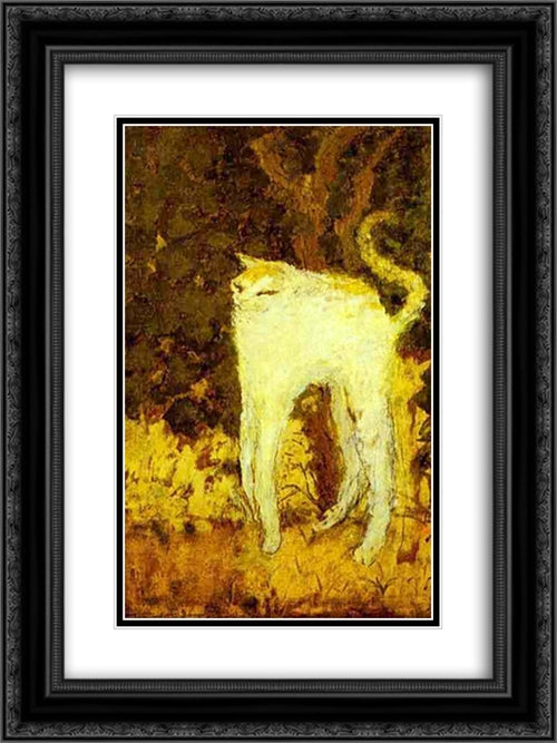 The White Cat 18x24 Black Ornate Wood Framed Art Print Poster with Double Matting by Bonnard, Pierre