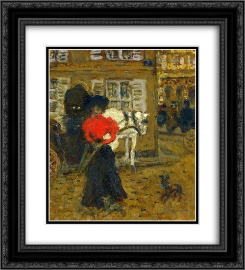 Woman on the Street 20x22 Black Ornate Wood Framed Art Print Poster with Double Matting by Bonnard, Pierre