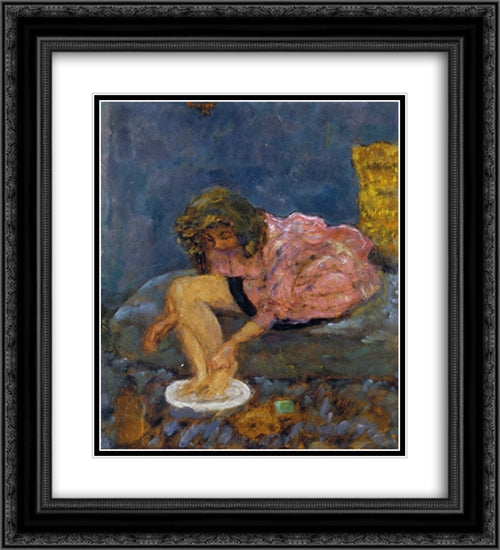 Woman Washing Her Feet 20x22 Black Ornate Wood Framed Art Print Poster with Double Matting by Bonnard, Pierre