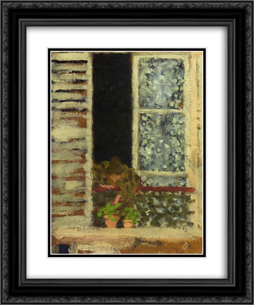 Woman at Her Window 20x24 Black Ornate Wood Framed Art Print Poster with Double Matting by Bonnard, Pierre