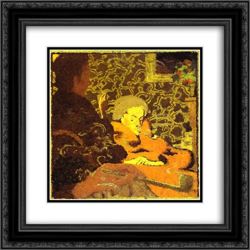 Intimit 20x20 Black Ornate Wood Framed Art Print Poster with Double Matting by Bonnard, Pierre