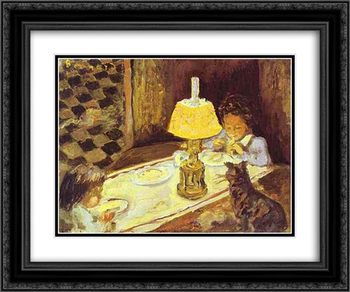 The Lunch of the Little Ones 24x20 Black Ornate Wood Framed Art Print Poster with Double Matting by Bonnard, Pierre