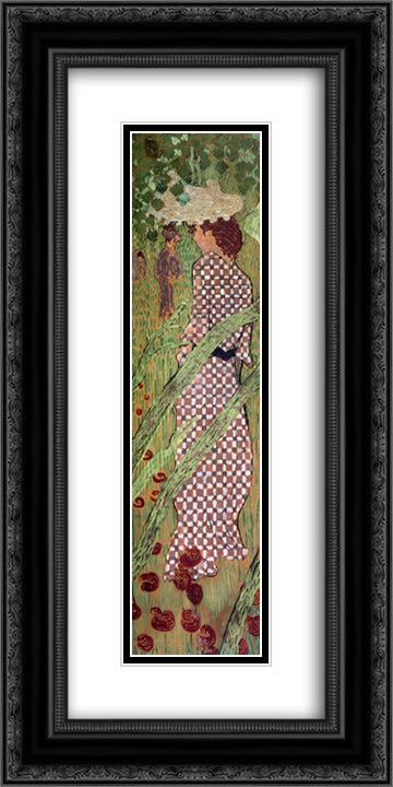 Woman in a Checked Dress 12x24 Black Ornate Wood Framed Art Print Poster with Double Matting by Bonnard, Pierre