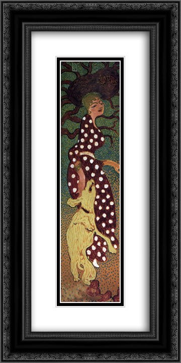 Woman in a Polka Dot Dress 12x24 Black Ornate Wood Framed Art Print Poster with Double Matting by Bonnard, Pierre