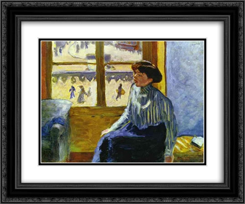 Young Woman Before the Window 24x20 Black Ornate Wood Framed Art Print Poster with Double Matting by Bonnard, Pierre