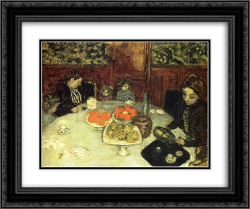 The Luncheon 24x20 Black Ornate Wood Framed Art Print Poster with Double Matting by Bonnard, Pierre