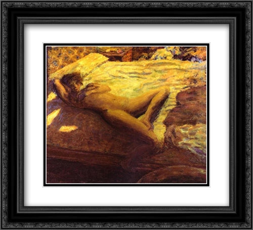 Woman Reclining on a Bed, or The Indolent Woman 22x20 Black Ornate Wood Framed Art Print Poster with Double Matting by Bonnard, Pierre