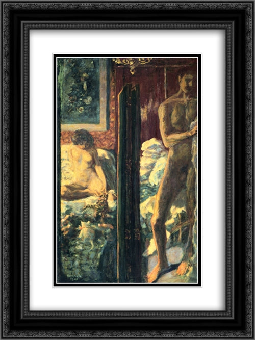 Man and Woman 18x24 Black Ornate Wood Framed Art Print Poster with Double Matting by Bonnard, Pierre