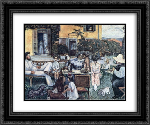 The Bourgeois Afternoon or The Terrasse Family 24x20 Black Ornate Wood Framed Art Print Poster with Double Matting by Bonnard, Pierre