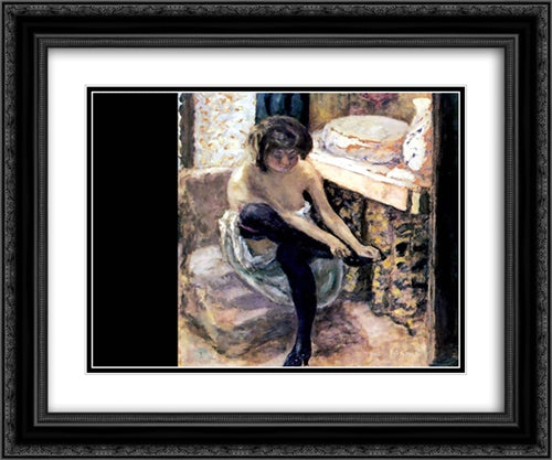 Woman in Black Stockings 24x20 Black Ornate Wood Framed Art Print Poster with Double Matting by Bonnard, Pierre