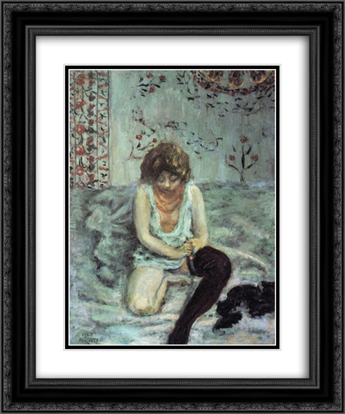 Woman with Black Stockings 20x24 Black Ornate Wood Framed Art Print Poster with Double Matting by Bonnard, Pierre