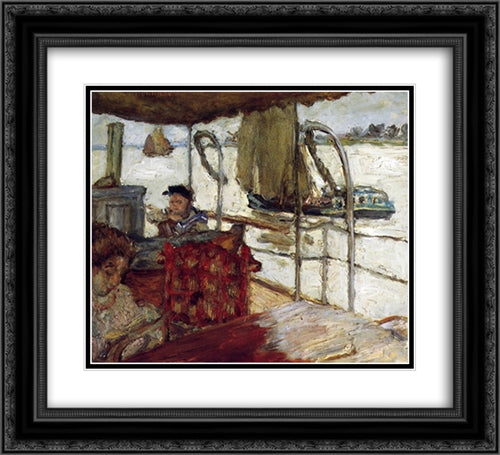 The Yacht 22x20 Black Ornate Wood Framed Art Print Poster with Double Matting by Bonnard, Pierre