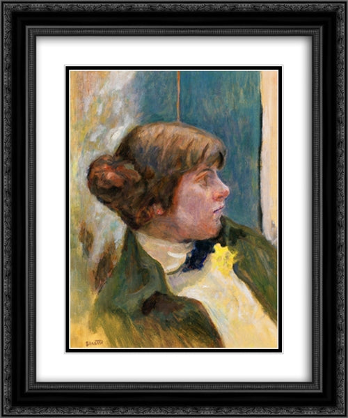 Study for Profile of a Woman in a Bow Tie 20x24 Black Ornate Wood Framed Art Print Poster with Double Matting by Bonnard, Pierre