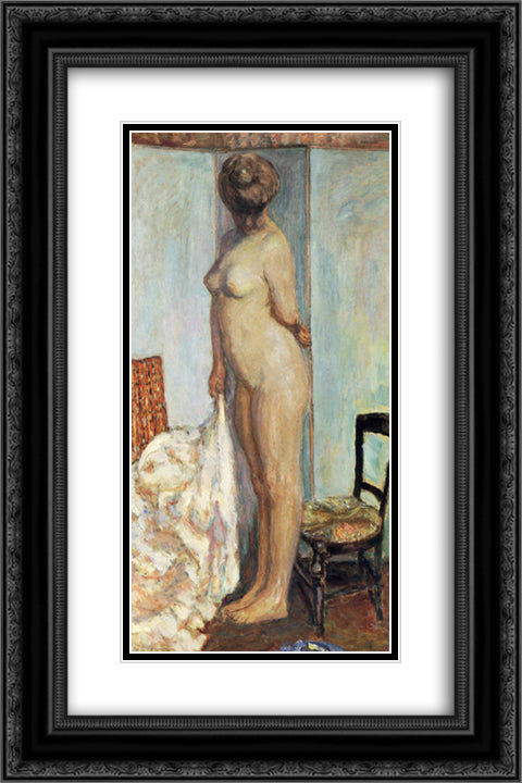 Tall Nude (also known as Woman Nude Standing) 16x24 Black Ornate Wood Framed Art Print Poster with Double Matting by Bonnard, Pierre