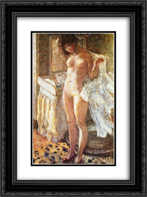 In the Bathroom 18x24 Black Ornate Wood Framed Art Print Poster with Double Matting by Bonnard, Pierre