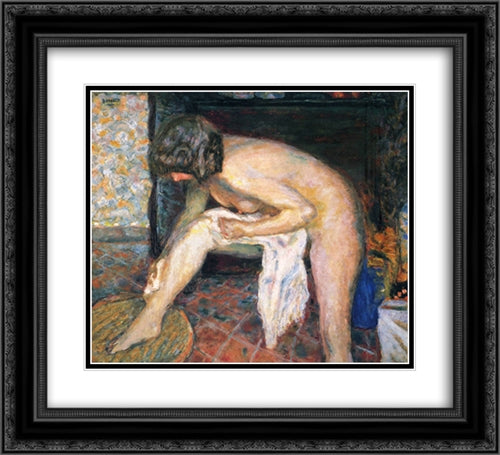 Woman leaning 22x20 Black Ornate Wood Framed Art Print Poster with Double Matting by Bonnard, Pierre