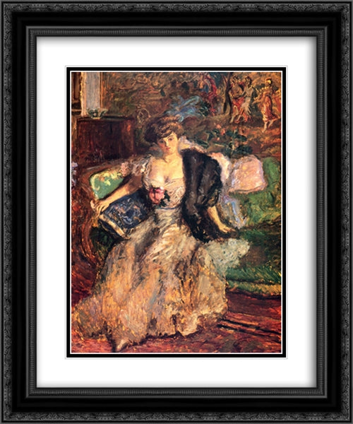 Misia 20x24 Black Ornate Wood Framed Art Print Poster with Double Matting by Bonnard, Pierre