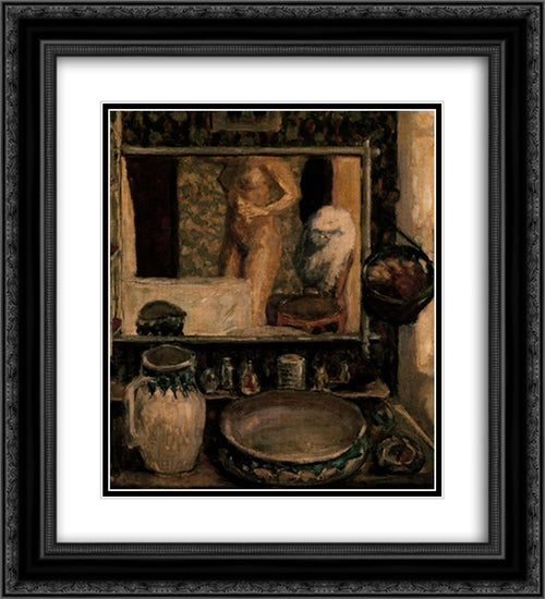 The Toilet 20x22 Black Ornate Wood Framed Art Print Poster with Double Matting by Bonnard, Pierre