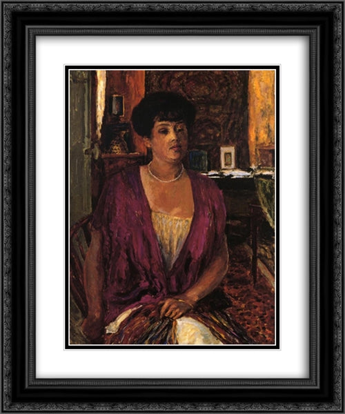 Madame Claude Anet 20x24 Black Ornate Wood Framed Art Print Poster with Double Matting by Bonnard, Pierre