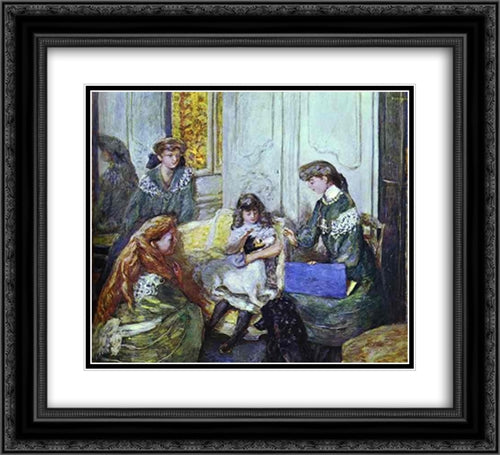 Natanson Girls 22x20 Black Ornate Wood Framed Art Print Poster with Double Matting by Bonnard, Pierre