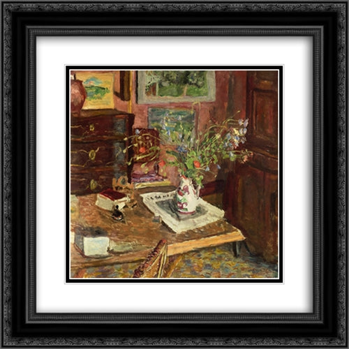 Norman Earthenware (also known as A Pot from Rouen) 20x20 Black Ornate Wood Framed Art Print Poster with Double Matting by Bonnard, Pierre