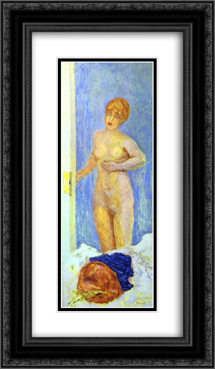 Nude and Fur Hat 14x24 Black Ornate Wood Framed Art Print Poster with Double Matting by Bonnard, Pierre