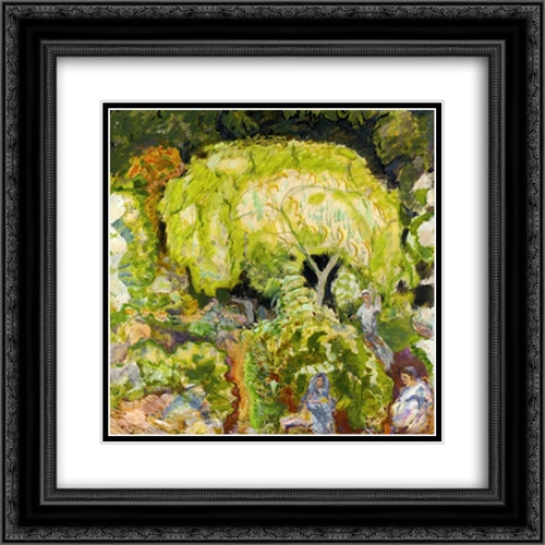 Landscape with Three Figures and Willow 20x20 Black Ornate Wood Framed Art Print Poster with Double Matting by Bonnard, Pierre