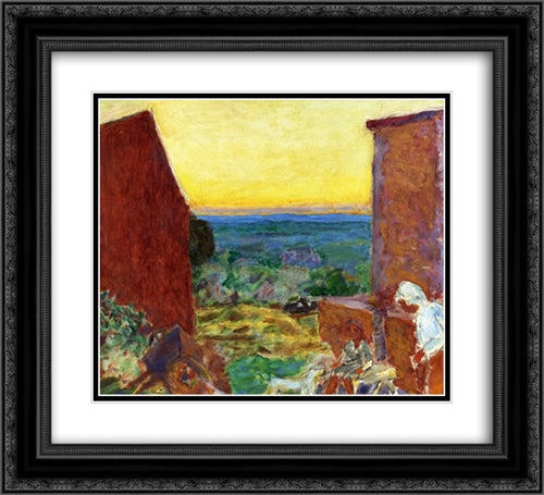 Landscape, Sunset 22x20 Black Ornate Wood Framed Art Print Poster with Double Matting by Bonnard, Pierre