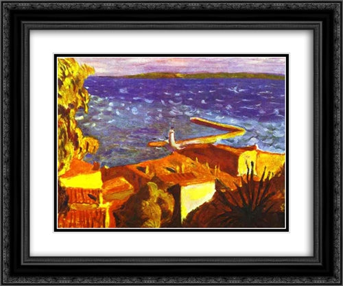 Saint Tropez, Pier 24x20 Black Ornate Wood Framed Art Print Poster with Double Matting by Bonnard, Pierre