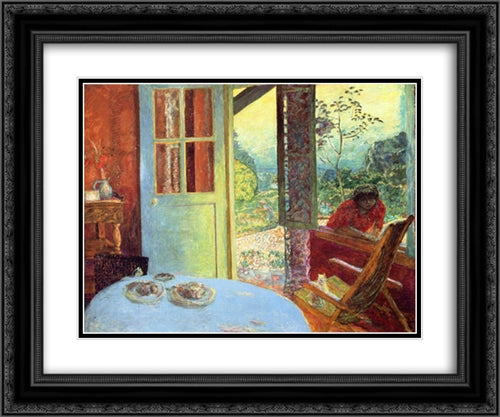 The Dining Room in the Country 24x20 Black Ornate Wood Framed Art Print Poster with Double Matting by Bonnard, Pierre