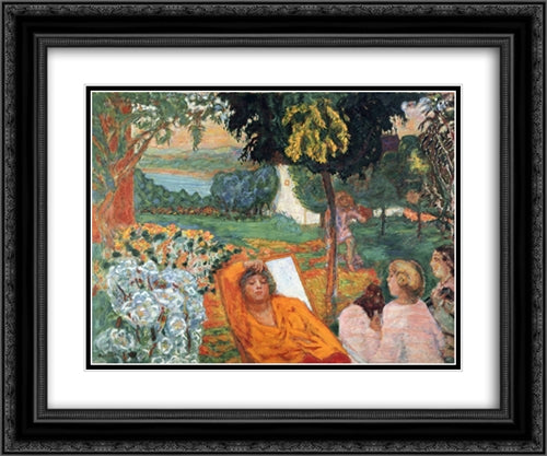 Siesta 24x20 Black Ornate Wood Framed Art Print Poster with Double Matting by Bonnard, Pierre