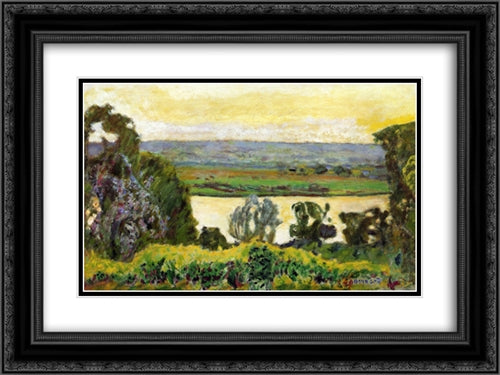 Landscape at Vernon 24x18 Black Ornate Wood Framed Art Print Poster with Double Matting by Bonnard, Pierre