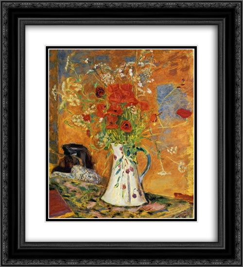 Poppies 20x22 Black Ornate Wood Framed Art Print Poster with Double Matting by Bonnard, Pierre